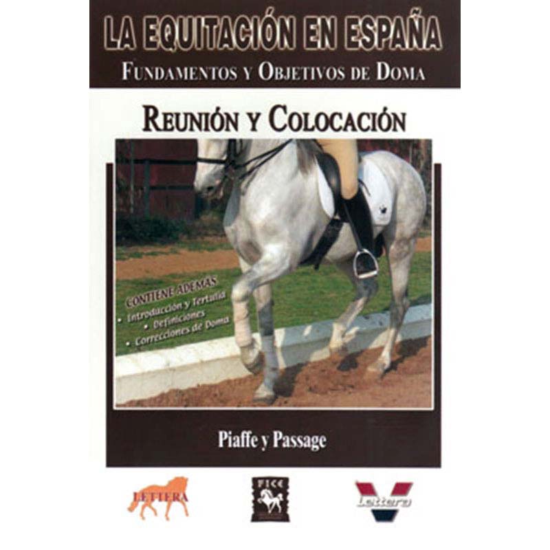 Capa de livro com cavalo branco em pista e texto em espanhol
