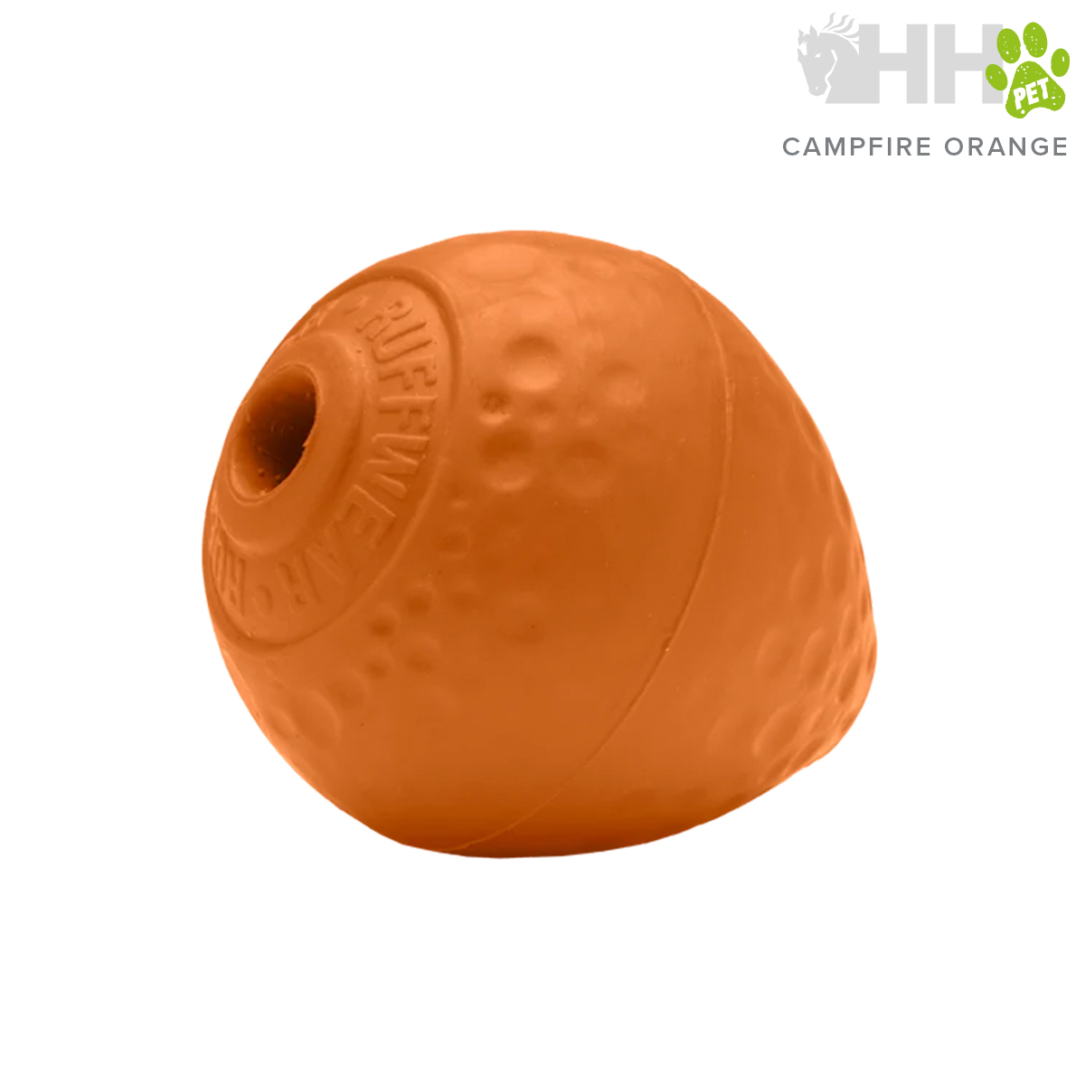 Brinquedo para cães laranja em forma de bola com textura e relevo