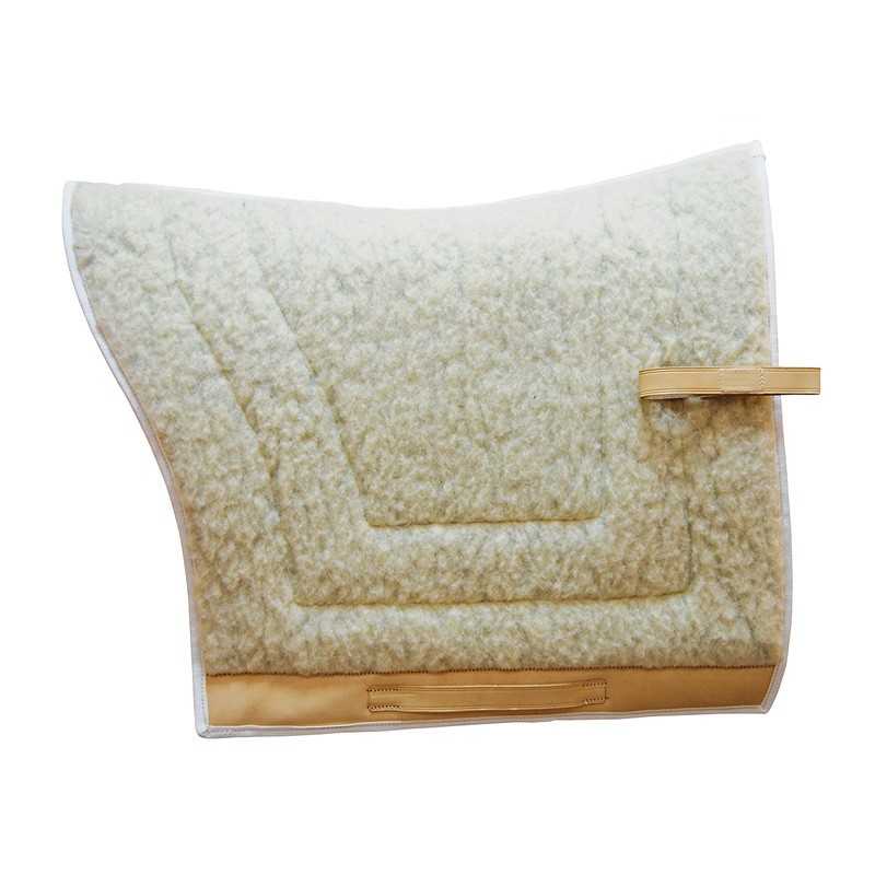Manta branca para selim de cavalo com detalhes bege e fecho de velcro
