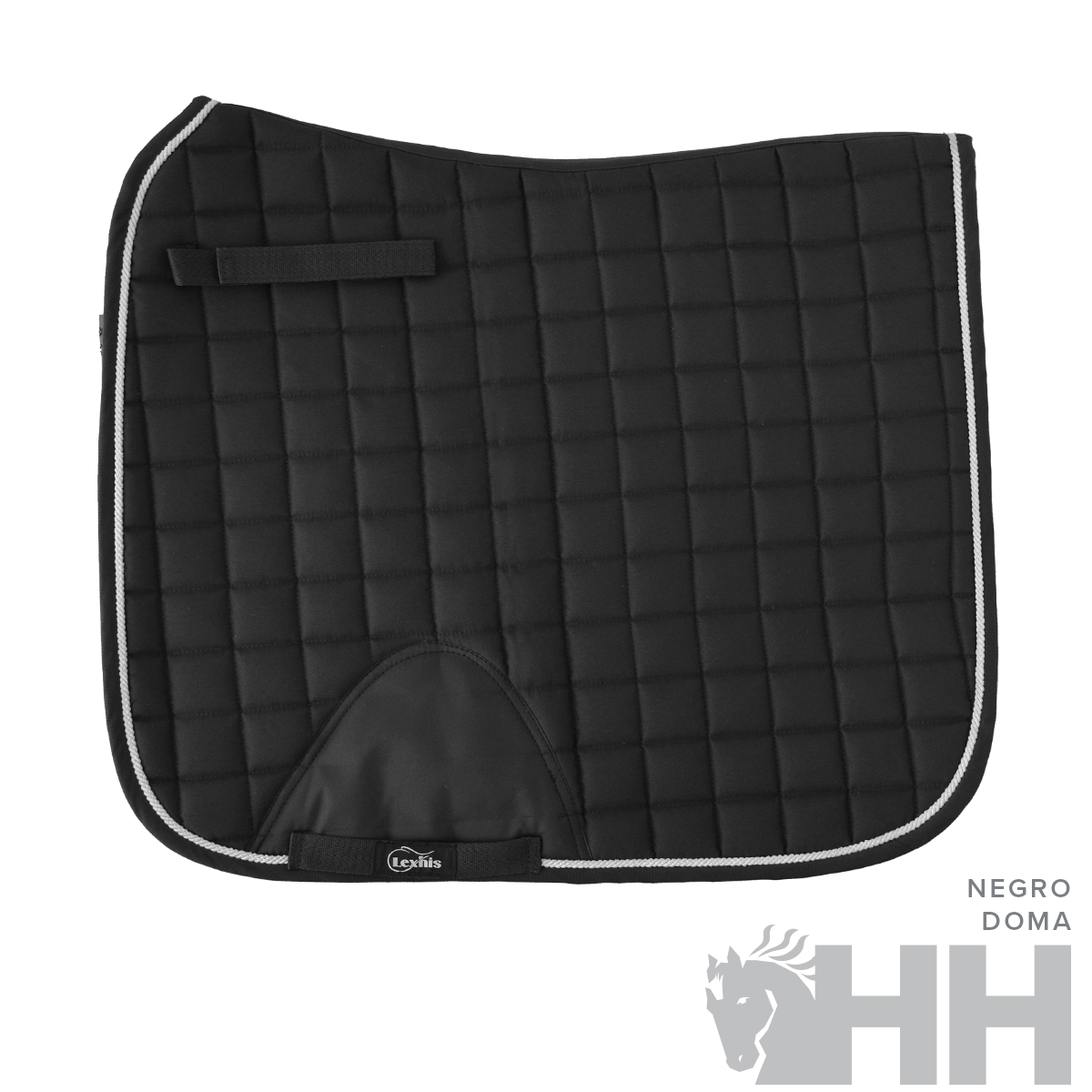 Tapete de sela quadrado preto acolchoado para cavalo