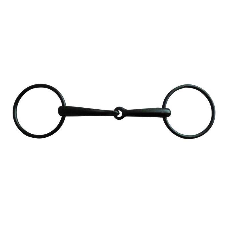 Bridão de metal preto com duas argolas e barra dupla