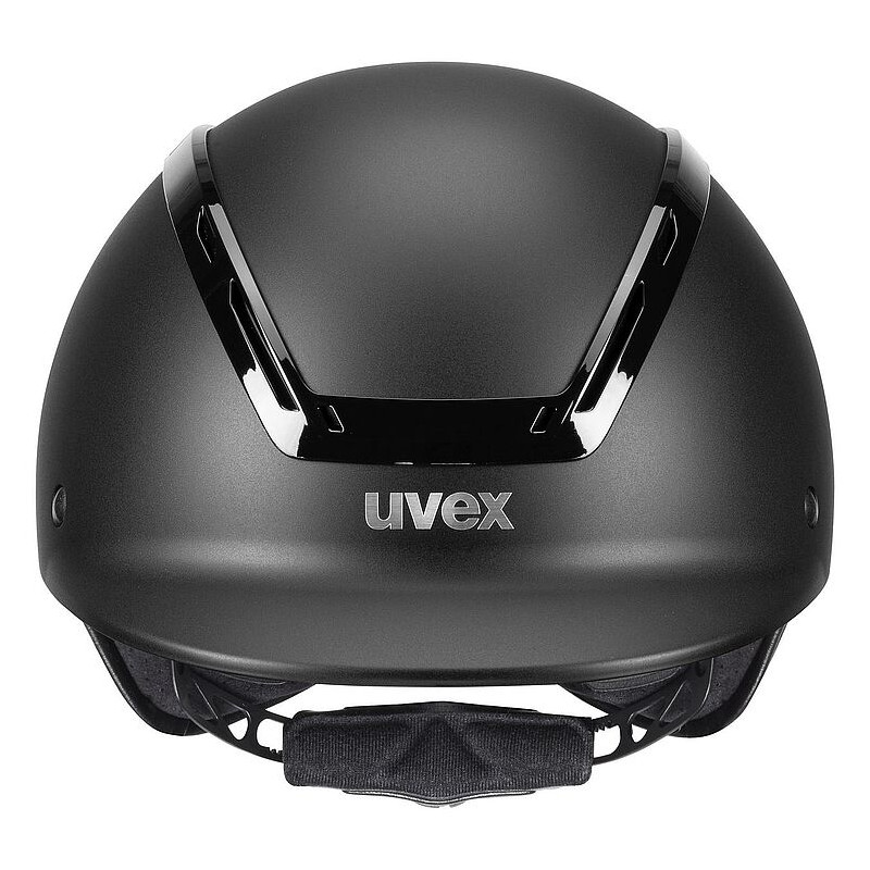 Capacete preto mate UVEX visto de frente