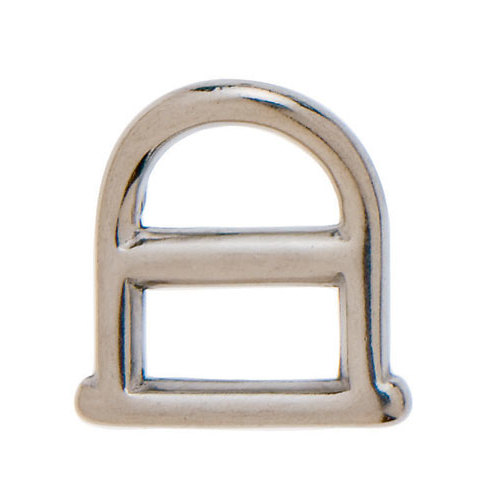 Fecho metálico prateado em forma de arco