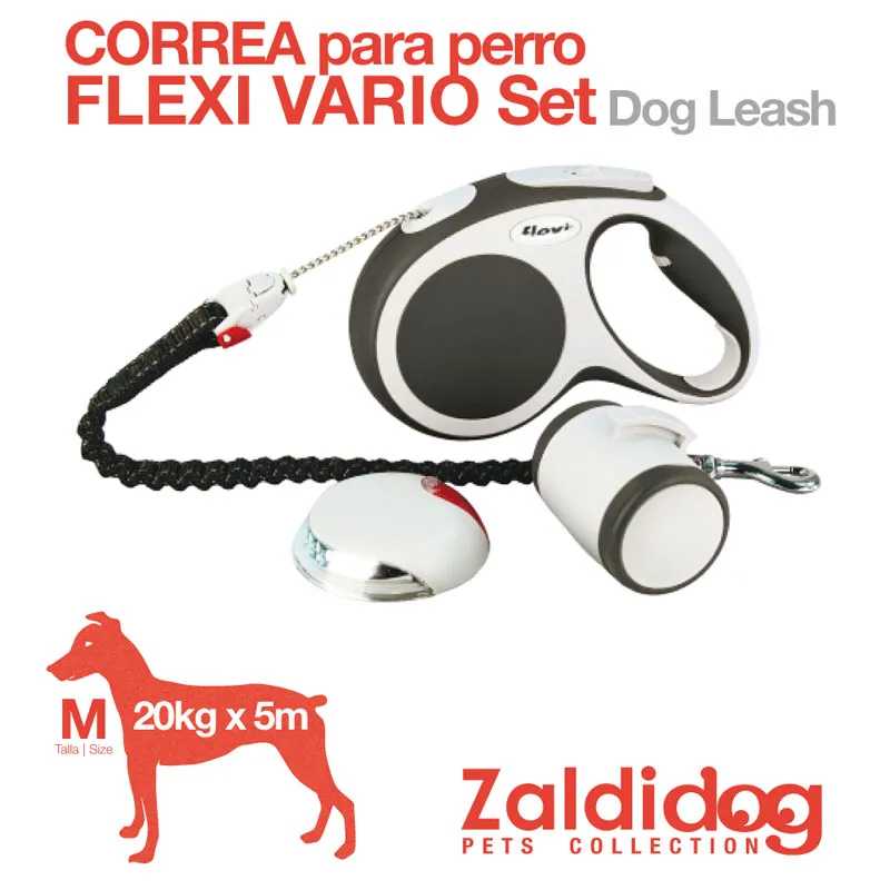 Trela para cão Flexi Vario com dispensador e luz