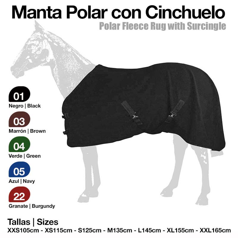 Manta polar preta para cavalo com cinchuelo e opções de cores e tamanhos