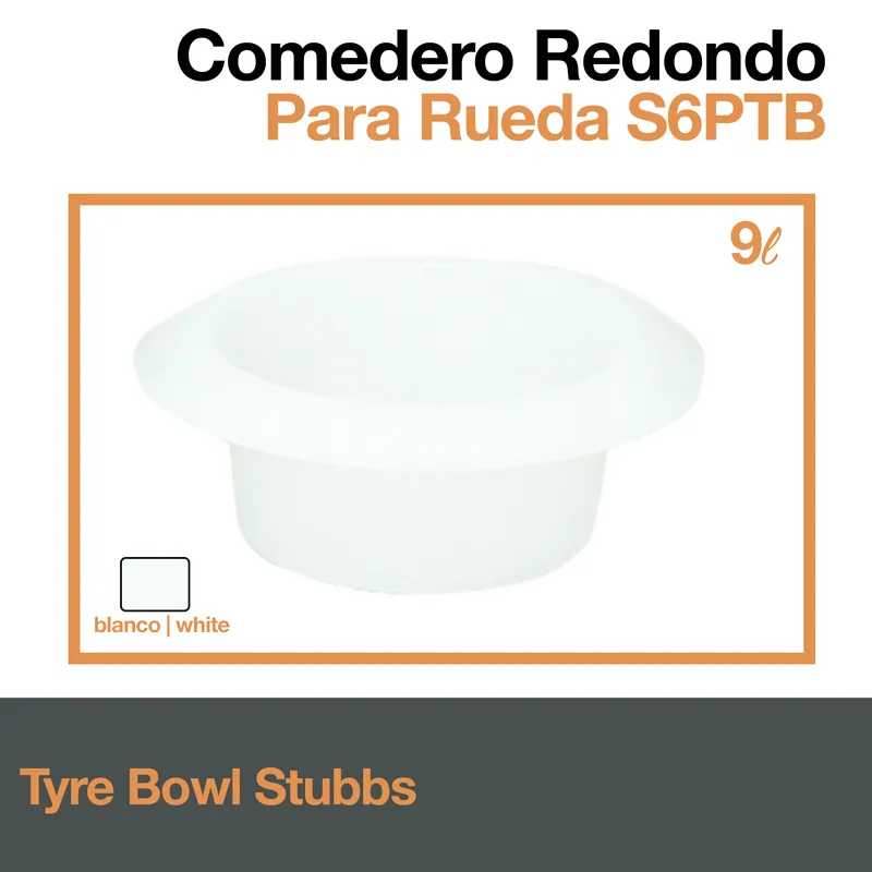 Comedouro redondo branco para roda 9 litros