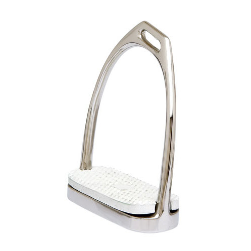 Estribo metálico cromado com base antiderrapante branca