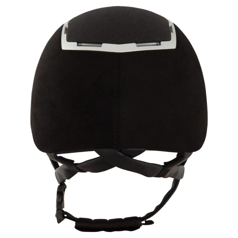 Capacete preto de equitação com alças de segurança e encaixe para viseira