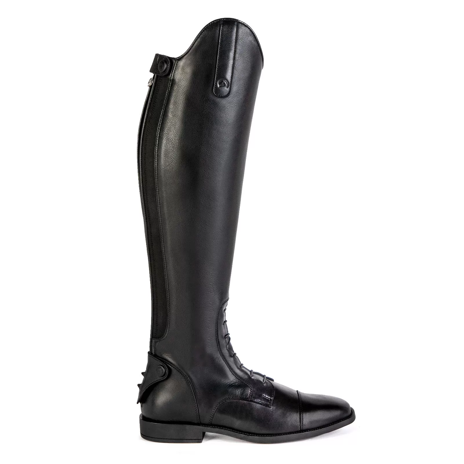 Bota alta masculina preta em couro para equitação