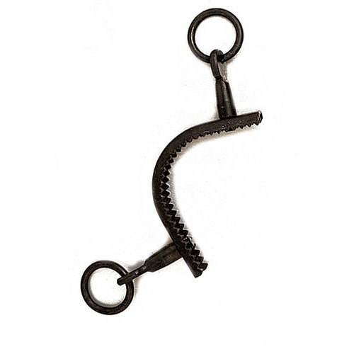 Freio para cavalo em metal preto com bocais serrilhados