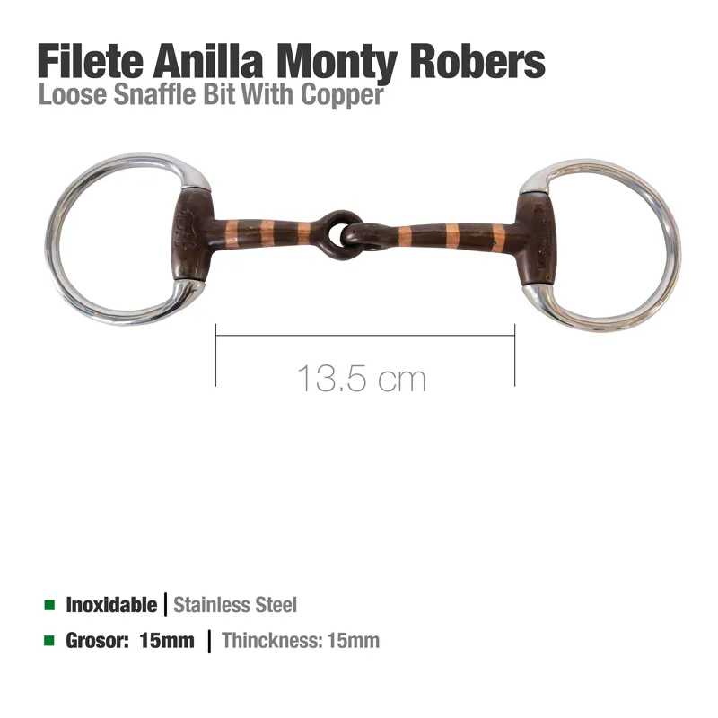 Filete anilha Monty Robers com cobre, aço inoxidável, 13,5 cm, fundo branco.