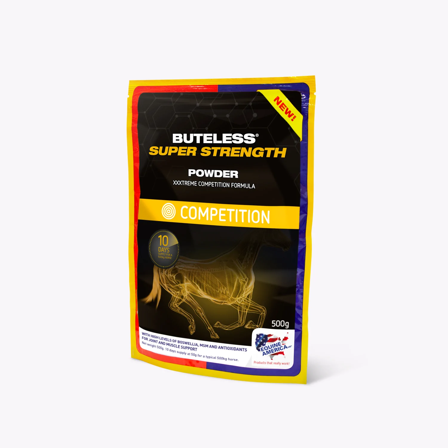 Embalagem de pó para competição de equinos BUTELESS Super Strength 500g