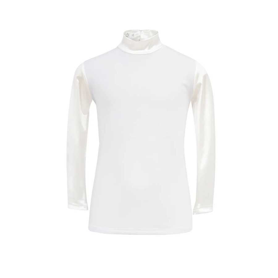 Camisola branca de manga comprida com gola alta