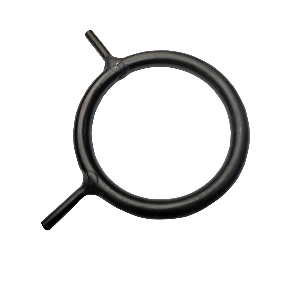 Anel circular preto de borracha com dois bicos curtos
