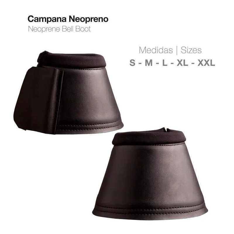 Campana de neopreno preta em forma de sino com acabamento em costura