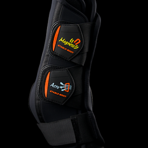 Protector para cavalo preto com etiquetas Magnetic e Acro Stable Body