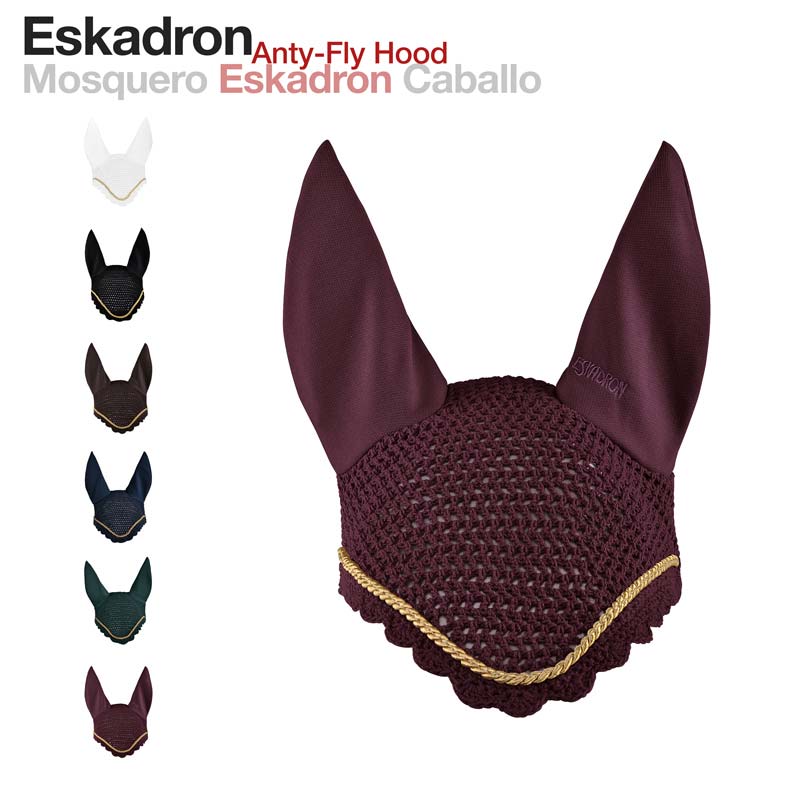 Mosquero para cavalo Eskadron Anty-Fly Hood bordô e outros em várias cores