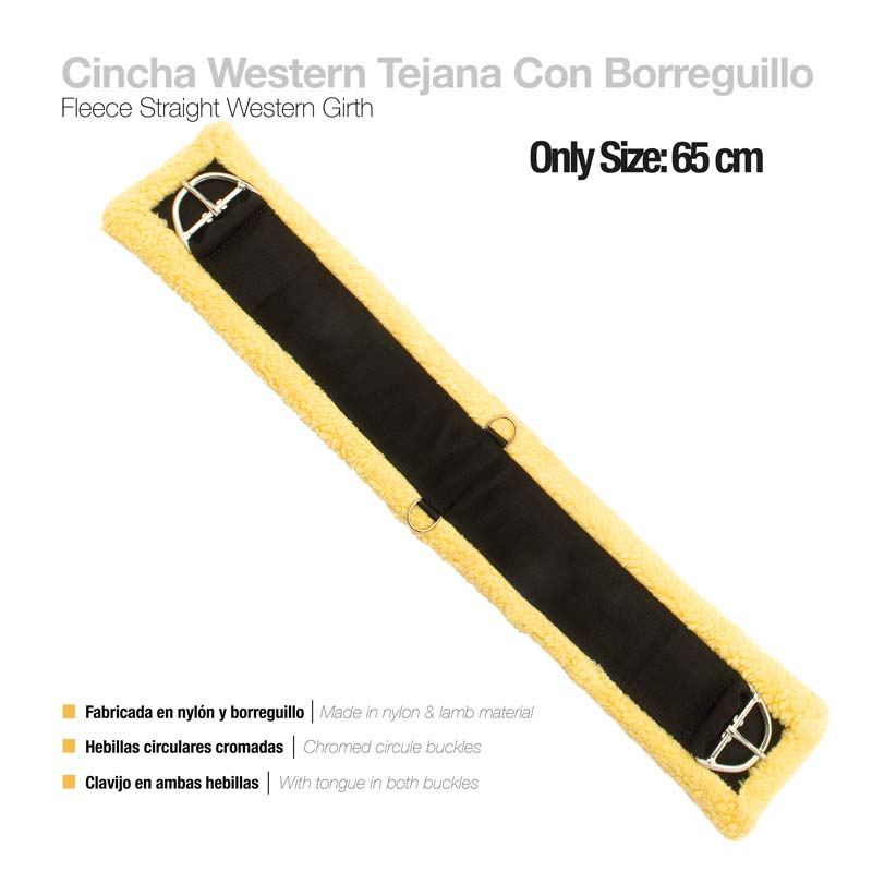 Cincha Western preta com bordas amarelas e fivelas cromadas