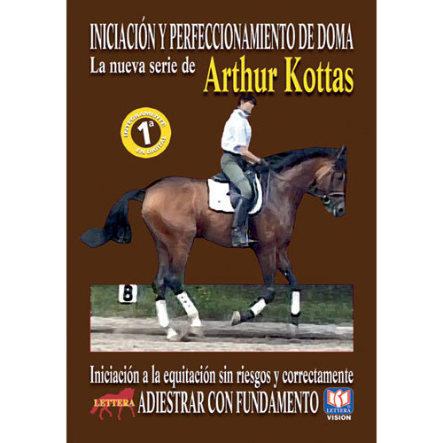 Capa de produto com cavaleiro a montar cavalo castanho para equitação