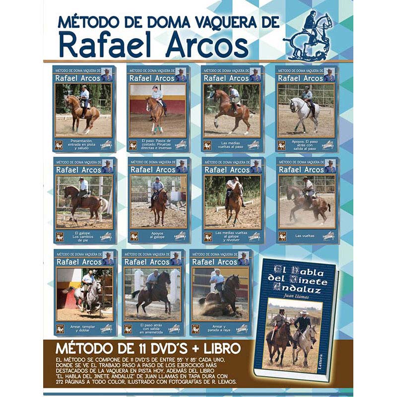 Conjunto de 11 DVDs e um livro sobre método de doma vaquera de Rafael Arcos