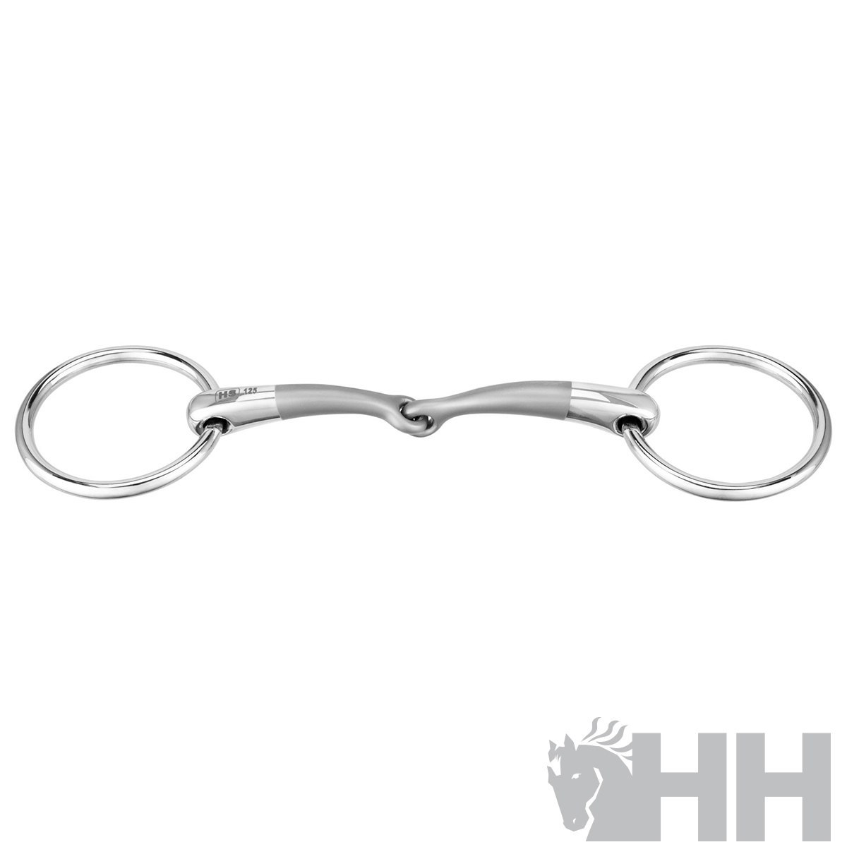 Freio de boca dupla prateado com dois aros redondos