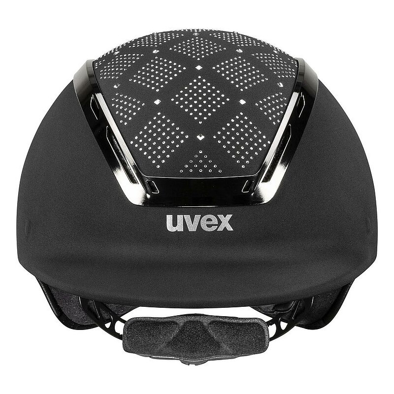 Capacete de ciclismo preto da marca uvex com design aerodinâmico