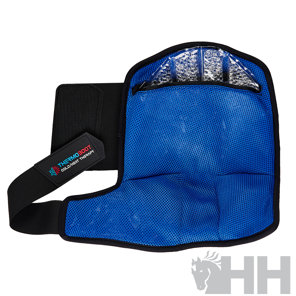 Cinta térmica azul e preta com material refletor e etiqueta THERMOBOOT