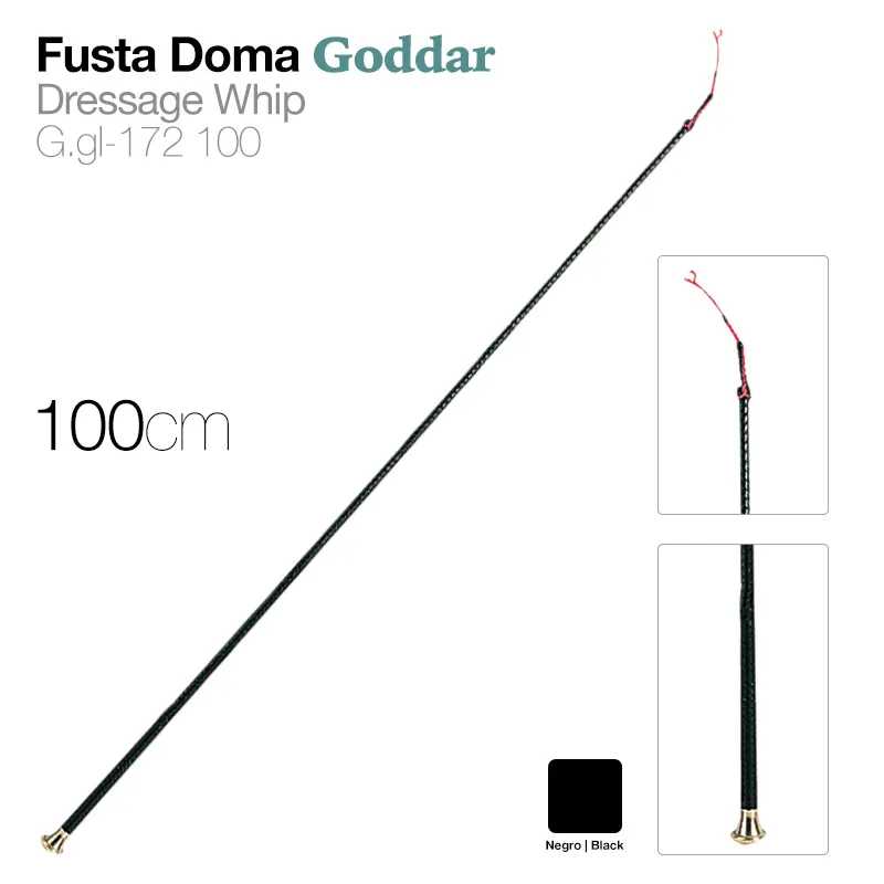 Fusta Doma Goddar Dressage Whip preta com 100 cm e cordão vermelho na ponta