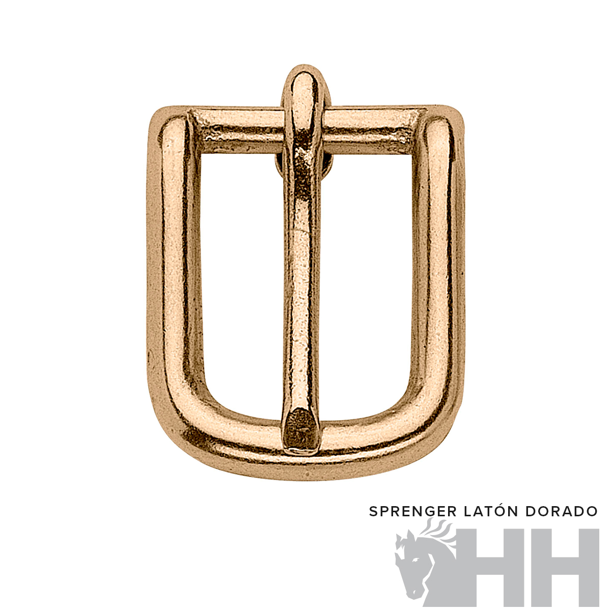 Fivela quadrada dourada de metal com pino central