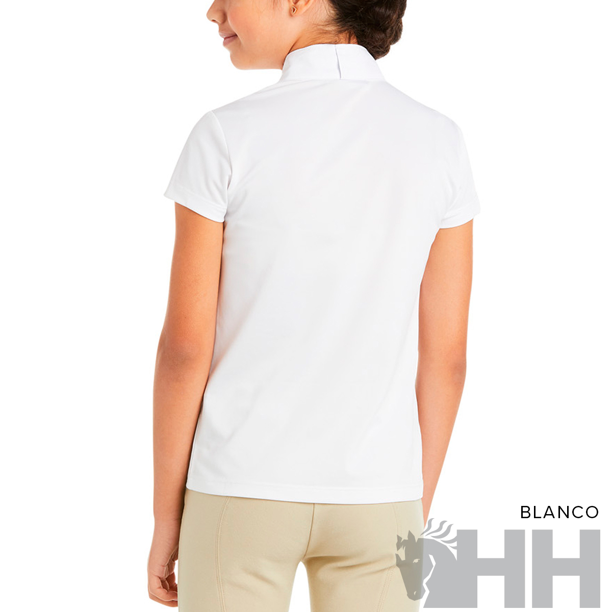 Camisola branca de criança vista de trás com colarinho