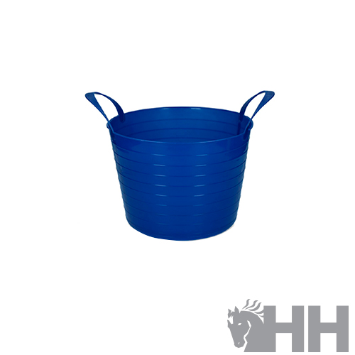 Balde azul em plástico com alças largas