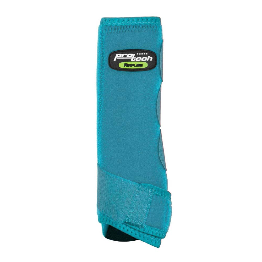 Protector azul turquesa com etiqueta pro tech e fecho de velcro