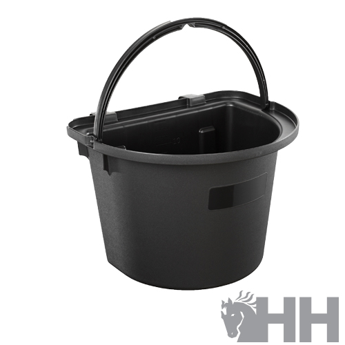 balde preto com pega móvel em fundo branco