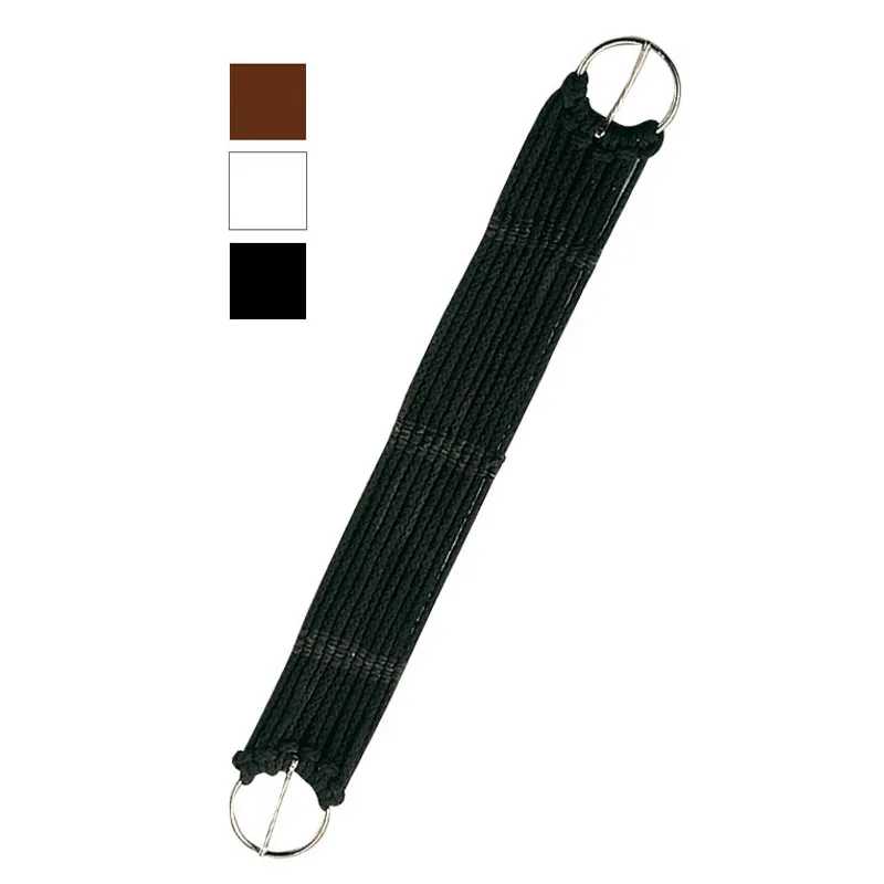 Cinta elástica preta com argolas metálicas e quadrados de cor