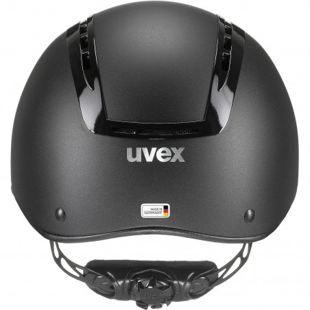 Capacete preto mate uvex com ventilação e fecho ajustável