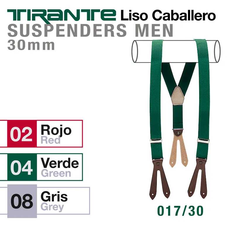 Suspensórios masculinos verdes de 30mm com detalhes em couro castanho