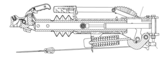Desenho técnico de extractor de rolhas manual em metal