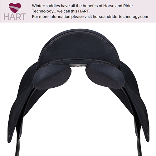 Sela Wintec preta com acolchoamento e texto promocional acima