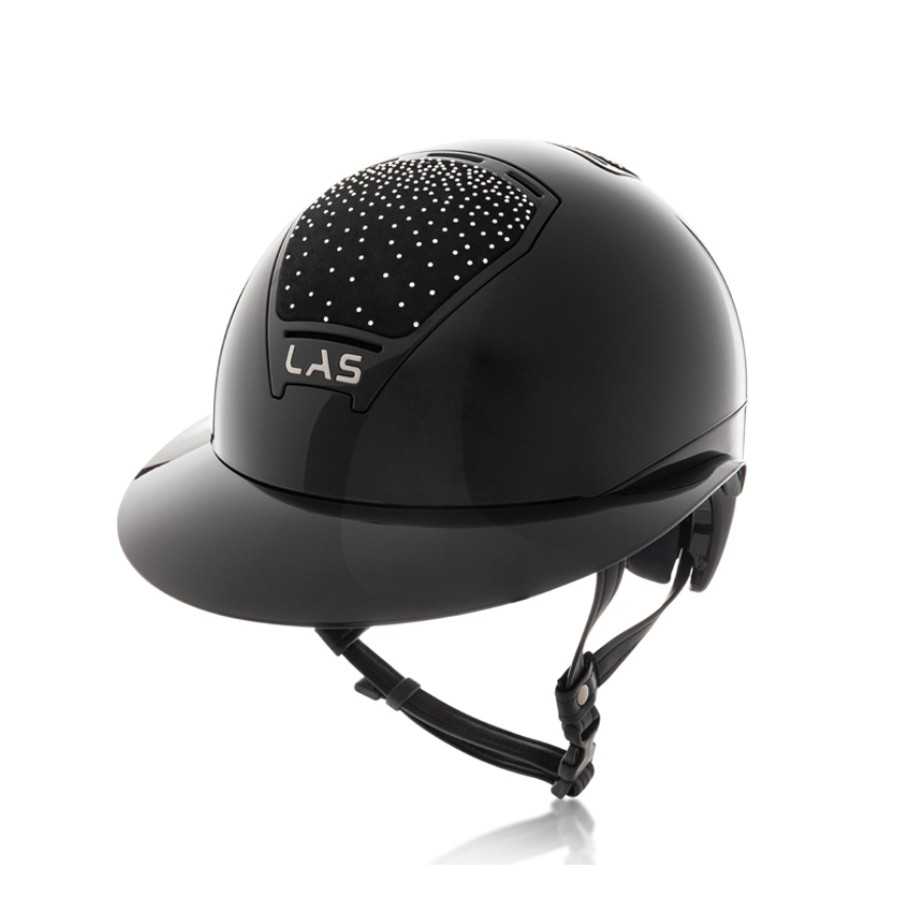 Capacete de equitação preto com cristais e detalhe LAS