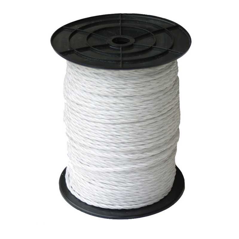 Carretel preto com corda branca trançada