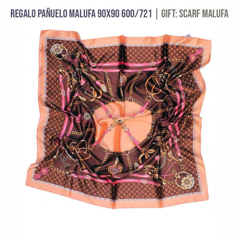 Lenço quadrado Malufa com padrão colorido de correntes