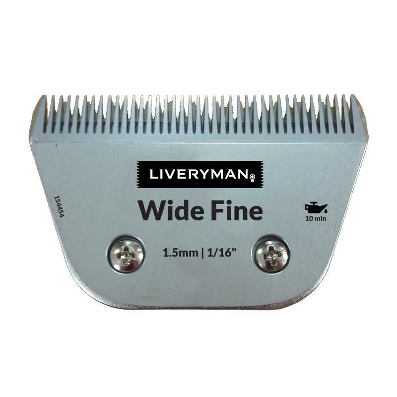 Lâmina metálica para aparador de cabelo com dentes finos e texto LIVERYMAN Wide Fine 1.5mm 1/16