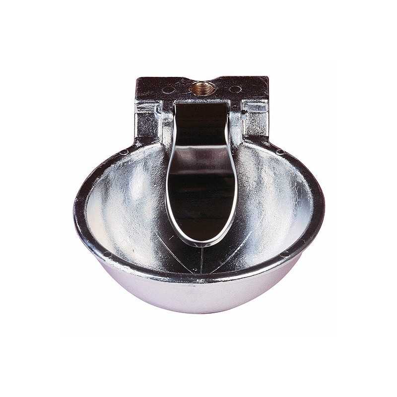 Bebedouro metálico prateado para animais com fixação para montagem