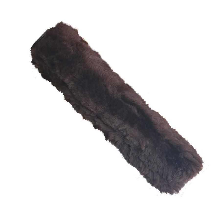 Cachecol comprido castanho escuro de pelo sintético
