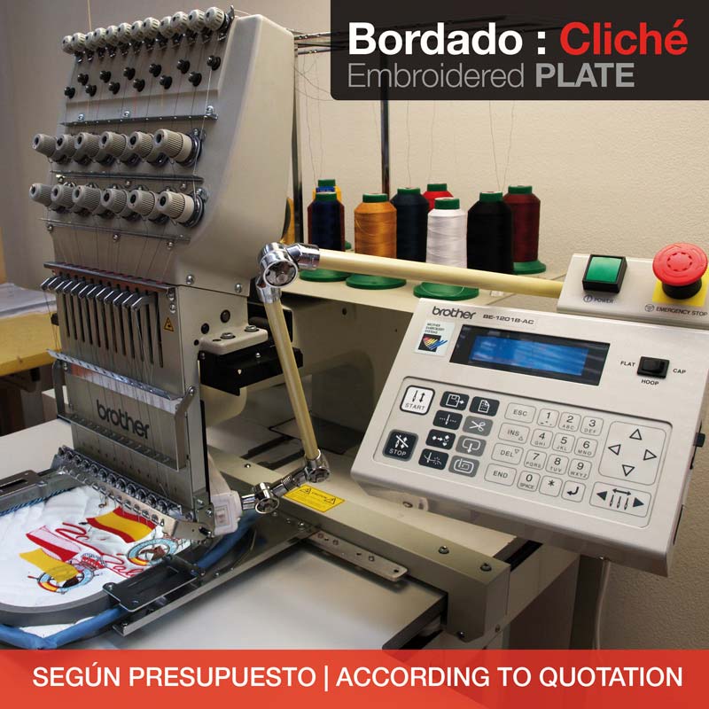 Máquina de bordar Brother com painel digital e várias linhas coloridas