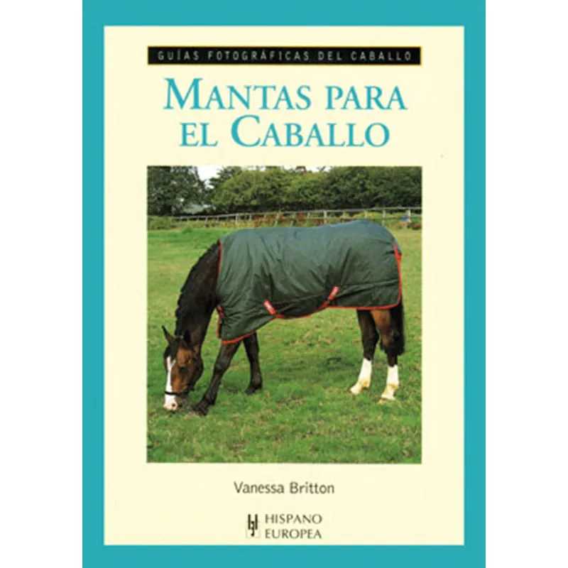 Capa de livro com cavalo usando manta verde pastando