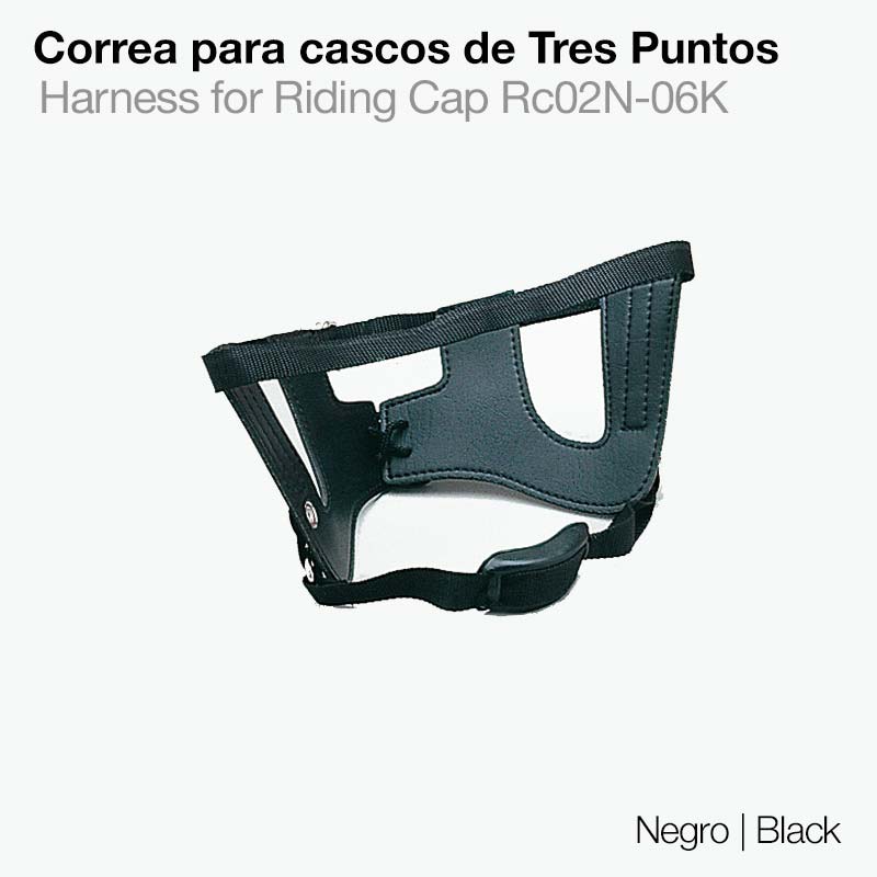 Correia preta para capacete de equitação em três pontos