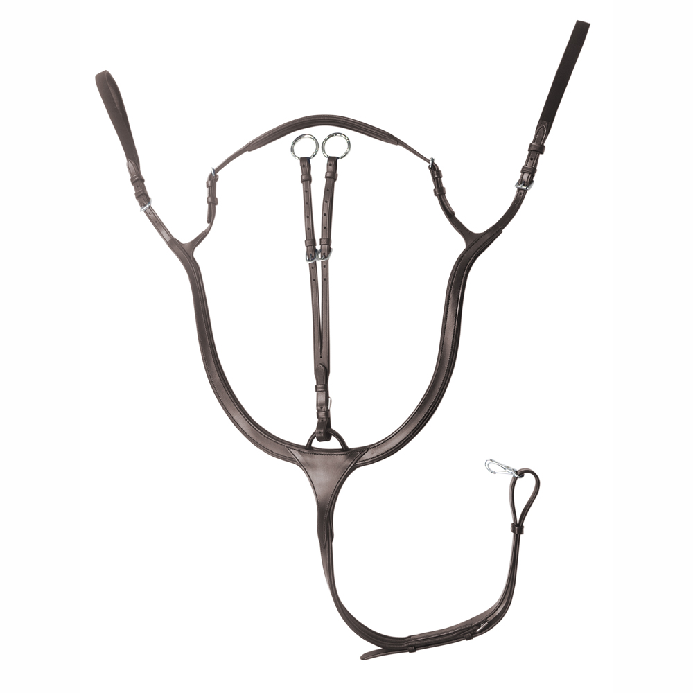 Peitoral de couro castanho escuro para cavalo