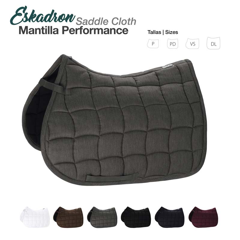 Tapa de sela Eskadron cinzento escuro acolchoado com padrão quadrado