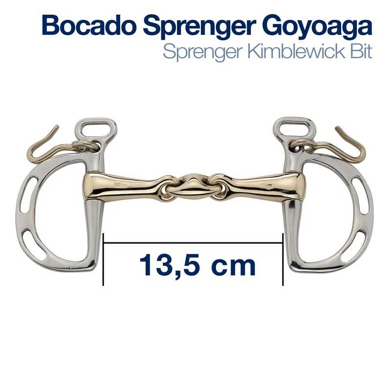 Bocado Sprenger Goyoaga Kimblewick em metal com texto e medida 13,5 cm.